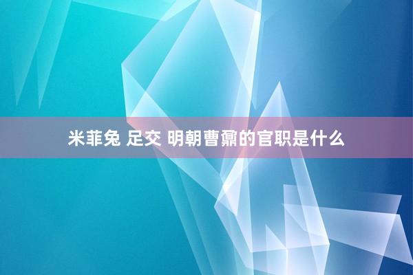 米菲兔 足交 明朝曹鼐的官职是什么