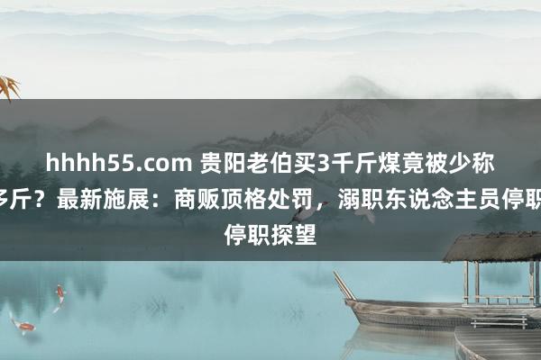 hhhh55.com 贵阳老伯买3千斤煤竟被少称2千多斤？最新施展：商贩顶格处罚，溺职东说念主员停职探望
