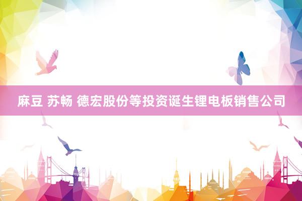 麻豆 苏畅 德宏股份等投资诞生锂电板销售公司
